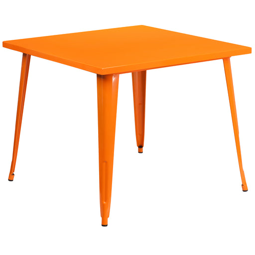 35.5SQ Orange Metal Table
