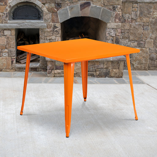 35.5SQ Orange Metal Table