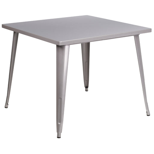 35.5SQ Silver Metal Table