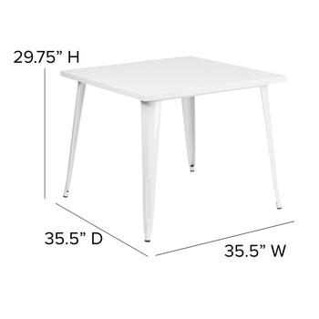 35.5SQ White Metal Table