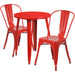 24RD Red Metal Table Set
