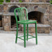 24" Green Metal Outdoor Stool