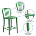 24" Green Metal Outdoor Stool