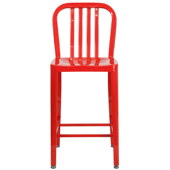 24" Red Metal Outdoor Stool