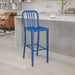 30" Blue Metal Outdoor Stool