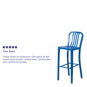 30" Blue Metal Outdoor Stool