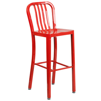 30" Red Metal Outdoor Stool