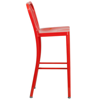 30" Red Metal Outdoor Stool