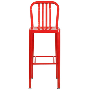 30" Red Metal Outdoor Stool