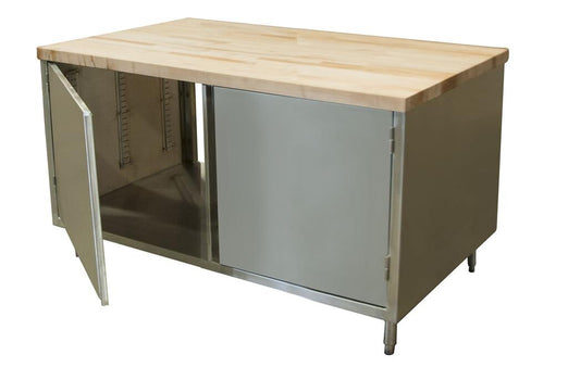 BK Resources CMT-3048H2 30" x 48" Dual SidedMaple Top Cabinet Base Chef Table Hinged Door