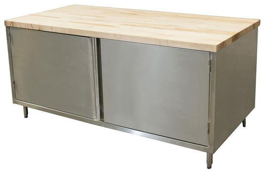 BK Resources CMT-3072H 30" x 72" Maple Top Cabinet Base Chef Table Hinged Door