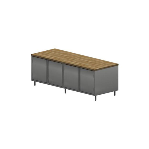 BK Resources CMT-3696H 36" x 96" Maple Top Cabinet Base Chef Table Hinged Door