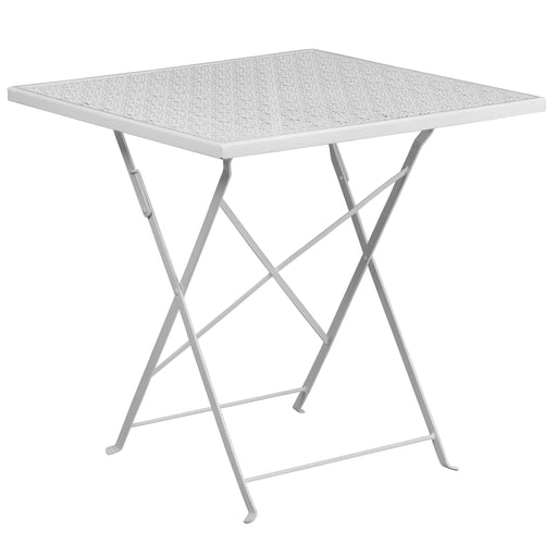 28SQ White Folding Patio Table