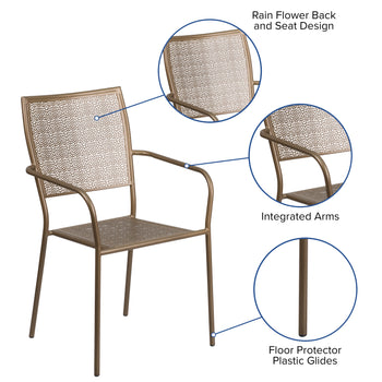 Gold Square Back Patio Chair