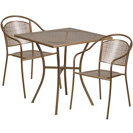 28SQ Gold Patio Table Set
