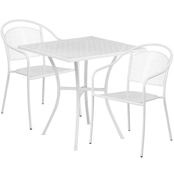 28SQ White Patio Table Set