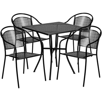 28SQ Black Patio Table Set
