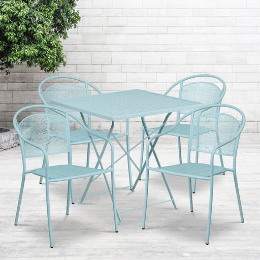 28SQ Sky Blue Fold Patio Set