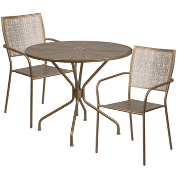 35.25RD Gold Patio Table Set