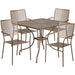 35.5SQ Gold Patio Table Set