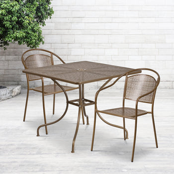 35.5SQ Gold Patio Table Set