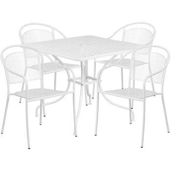 35.5SQ White Patio Table Set