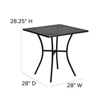 28SQ Black Patio Table