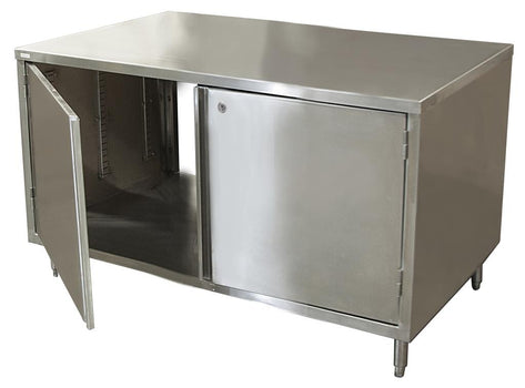 BK Resources CST-2424HL2 24" x 24" Dual Sided Stainless Steel Cabinet Base Chef Table Hinged Door with Locks