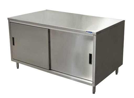 BK Resources CST-2436S2 24" x 36" Dual Sided Stainless Steel Cabinet Base Chef Table Sliding Door