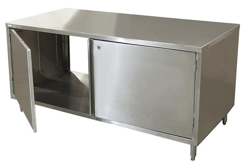 BK Resources CST-2472HL2 24" x 72" Dual Sided Stainless Steel Cabinet Base Chef Table Hinged Door with Locks