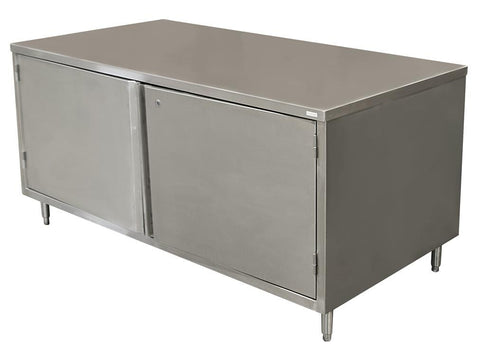 BK Resources CST-2472HL 24" x 72" Stainless Steel Cabinet Base Chef Table Hinged Door with Locks