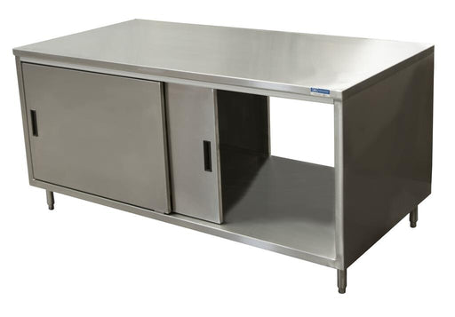 BK Resources CST-2472S2 24" x 72" Dual Sided Stainless Steel Cabinet Base Chef Table Sliding Door