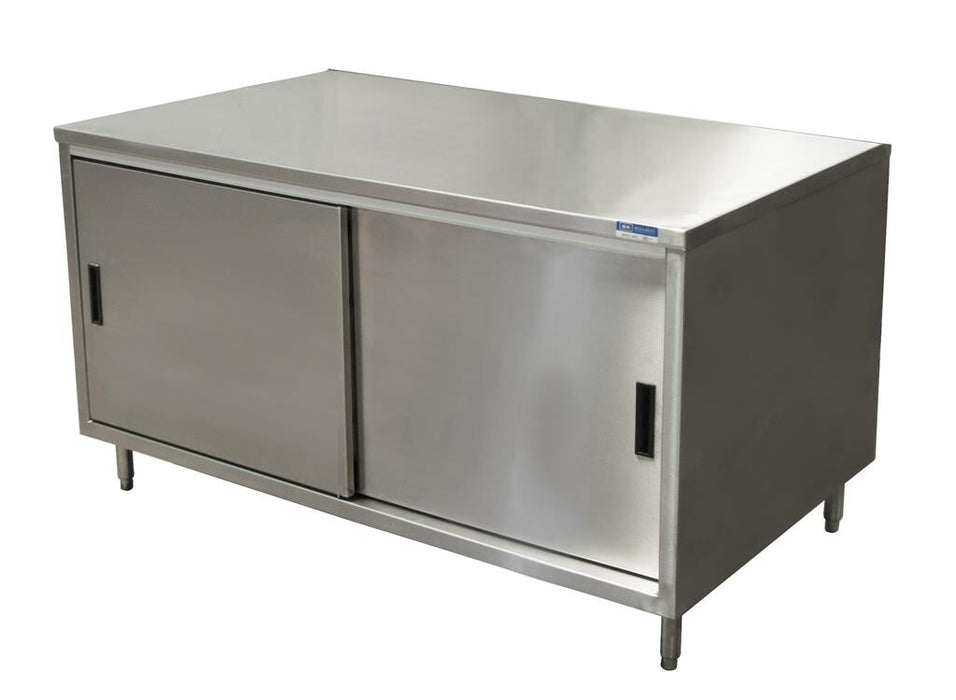 BK Resources CST-3036S 30" x 36" Stainless Steel Cabinet Base Chef Table Sliding Door