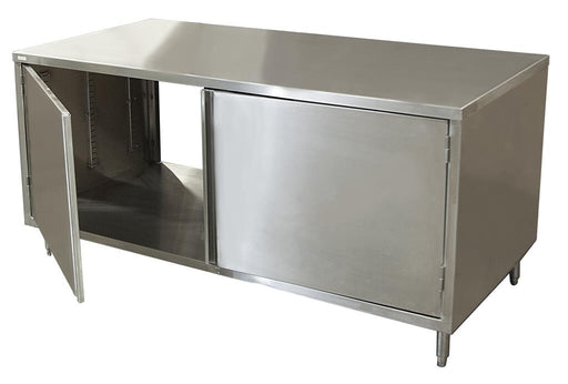 BK Resources CST-3072H2 30" x 72" Dual Sided Stainless Steel Cabinet Base Chef Table Hinged Door