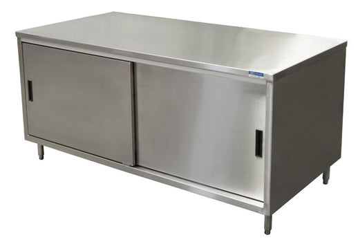 BK Resources CST-3072S 30" x 72" Stainless Steel Cabinet Base Chef Table Sliding Door