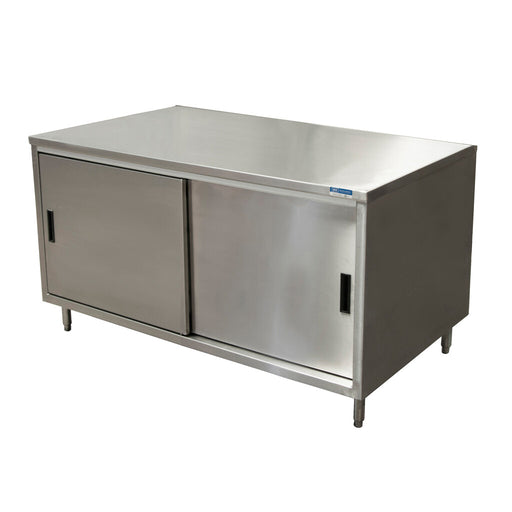 BK Resources CST-3648S 36" x 48" Stainless Steel Cabinet Base Chef Table Sliding Door