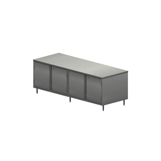 BK Resources CST-3696HL 36" x 96" Stainless Steel Cabinet Base Chef Table Hinged Door with Locks