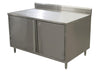 BK Resources CSTR5-2418HL 24" x 18" Stainless Steel Cabinet Base Chef Table 5" Backsplash Hinged Door with Locks