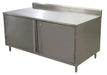 BK Resources CSTR5-2472HL 24" x 72" Stainless Steel Cabinet Base Chef Table 5" Backsplash Hinged Door with Locks