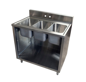 BK Resources CSTR5-3-1014 Stainless Steel 3 Compartment Sink Cabinet