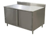 BK Resources CSTR5-3018H 30" x 18" Stainless Steel Cabinet Base Chef Table 5" Backsplash Hinged Door