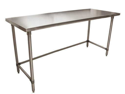 BK Resources CTTOB-7224 16 Gauge Stainless Steel Work Table Open Base Galvanized Legs 72" W x 24" D