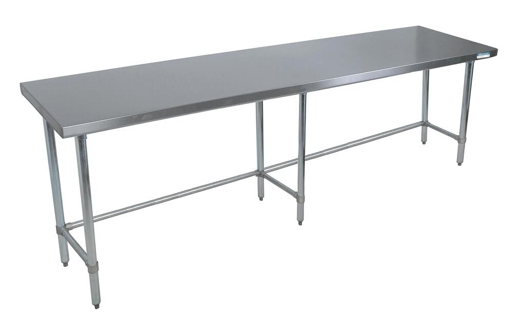 BK Resources CTTOB-9630 16 Gauge Stainless Steel Work Table Open Base Galvanized Legs 96" W x 30" D