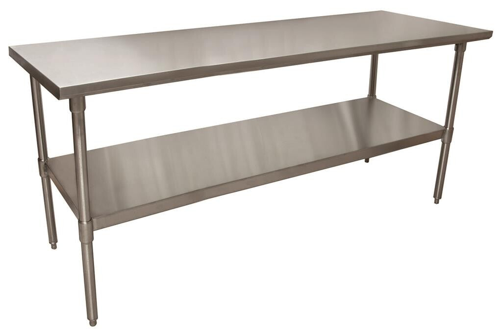 BK Resources CVT-7236 16 Gauge Stainless Steel Work Table With Stainless Steel Shelf 72" W x 36" D