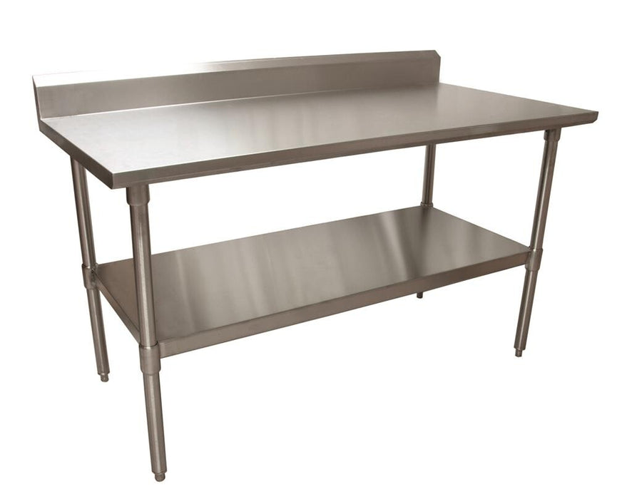 BK Resources CVTR5-6030 16 Gauge Stainless Steel Work Table With Undershelf 5" Backsplash 60" W x 30" D