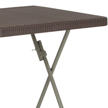 23.5SQ Brown Rattan Fold Table