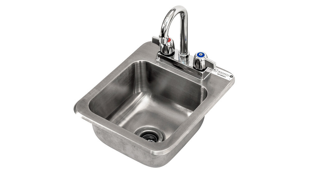 BK Resources DDI-0909524-P-G 1 Compartment Dropin Sink 9"x9"x5"D Bowl w/ Faucet