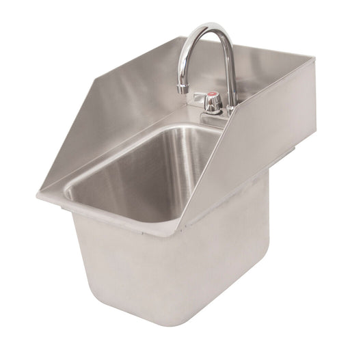BK Resources DDI-10141024S-P-G 1 Compartment Dropin Sink w/Side Splashes 10"x14"x10" w/Faucet