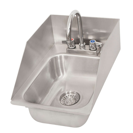 BK Resources DDI-1014524S-P-G 1 Compartment Dropin Sink w/Side Splashes 10"x14"x5" w/Faucet