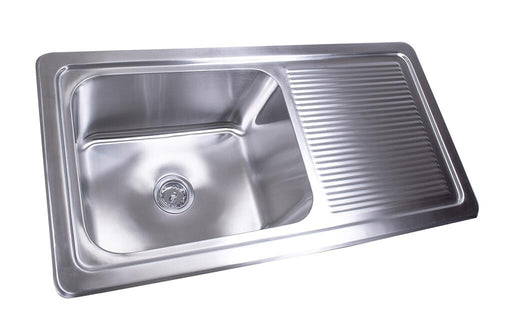 BK Resources DDI-20161224-1D Stainless Steel 1 Compartment Dropin Sink w/Drainboard 20" x 16" x 12" Bowls